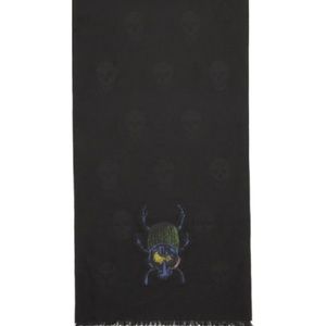 Alexander McQueen black unisex bug skull scarf. It is unisex! Punk rock!🤩🥸